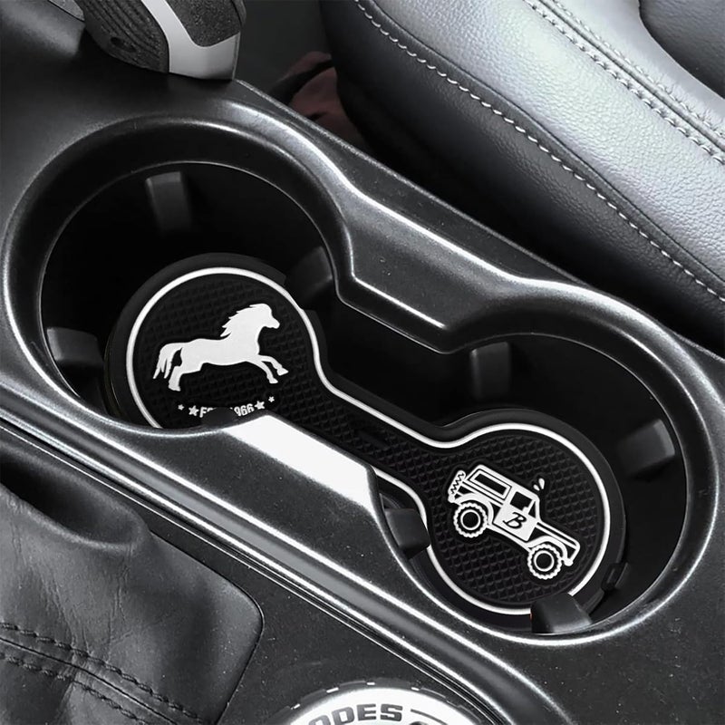LSAUTO Car Cup Holder Coaster Compatible with Ford Bronco Offroad 2021-2025, Silicone Car Decorative Water Coaser, Bronco Car Accessories (White) - Image 3